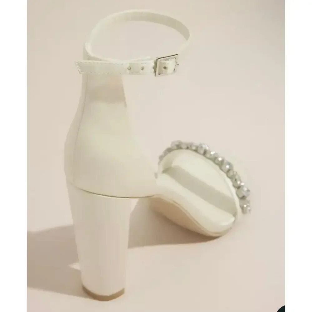 New Oleg Cassini satin rhinestone bridal heel Melania